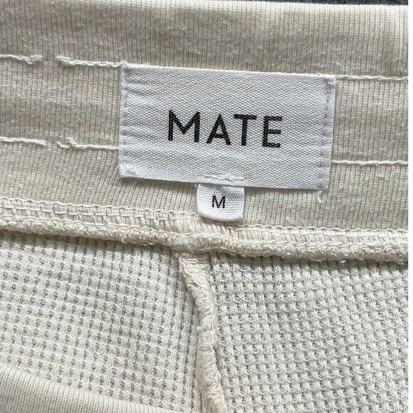 MATE the LABEL 100% Organic Cotton Ivory White Waffle Knit Thermal Joggers Med - Picture 6 of 10